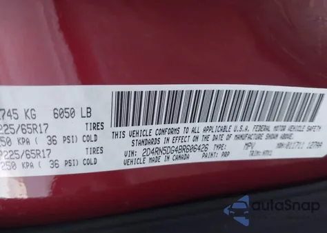 2011 Dodge Grand Caravan Crew from USA, damaged, VIN 2D4RN5DG4BR606426